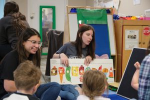 Iowa Lakes students with children
