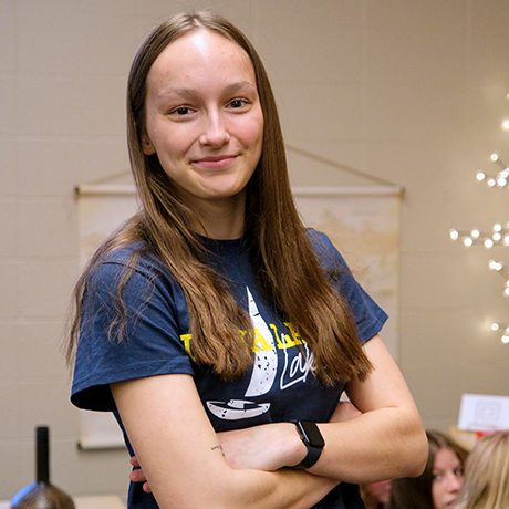 Early Childhood education student with Iowa Lakes t-shirt