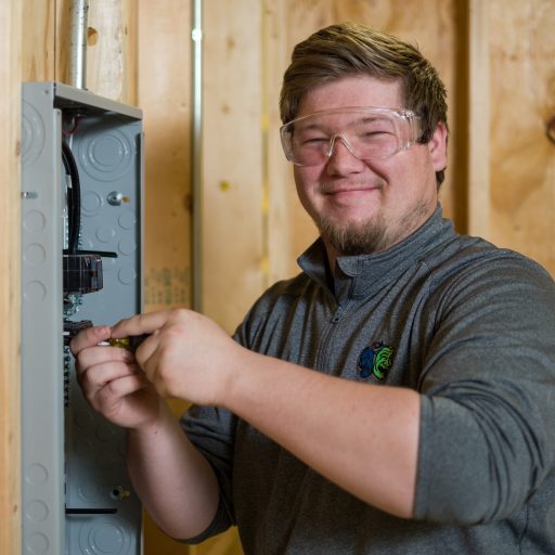 Man working with Electrical panel