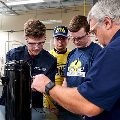 HVAC instructor with students at Iowa Lakes