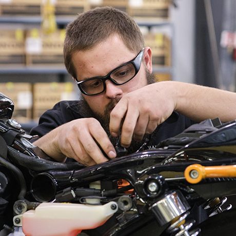 Working on small engine at Iowa Lakes Community College.